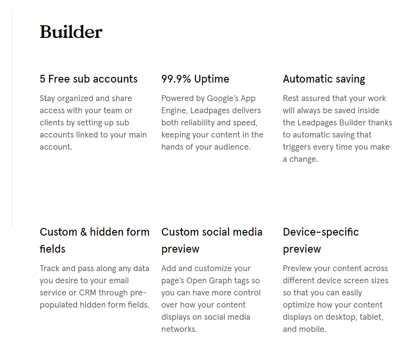leadpages builder templates