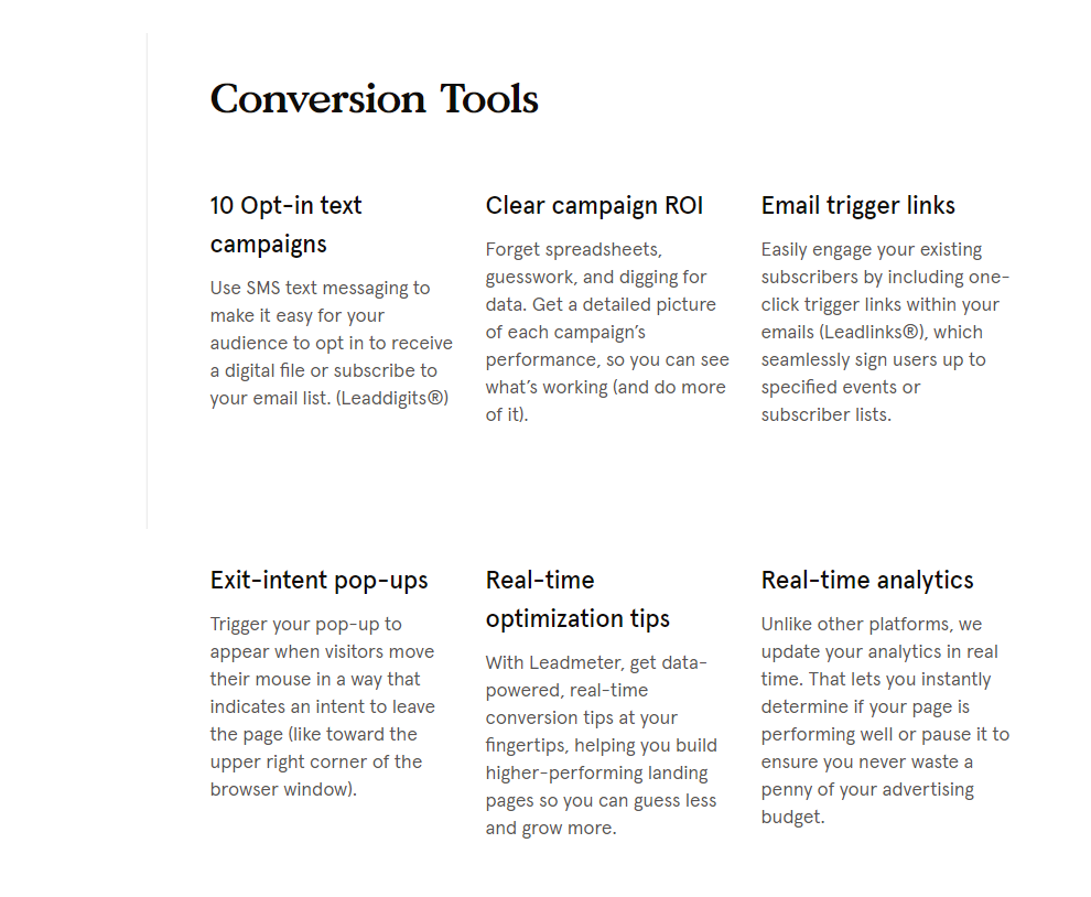 leadpages conversion features