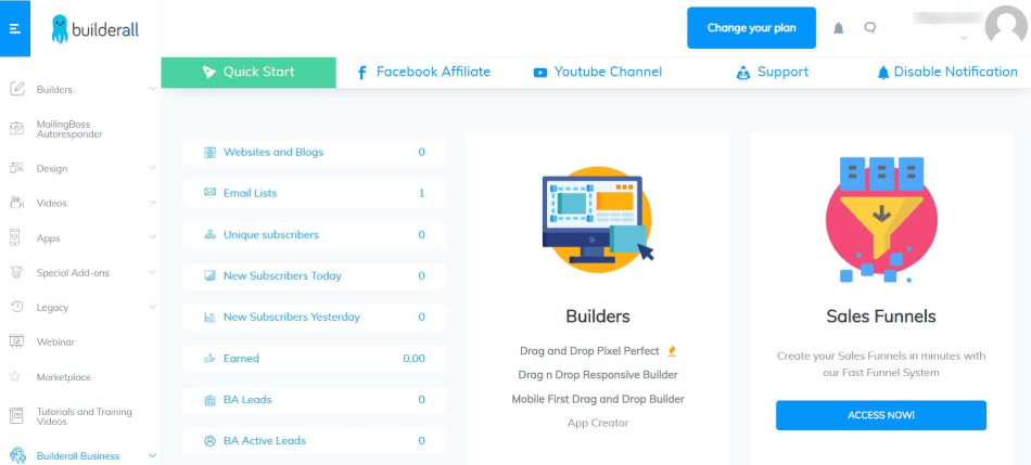 Builderall dashboard