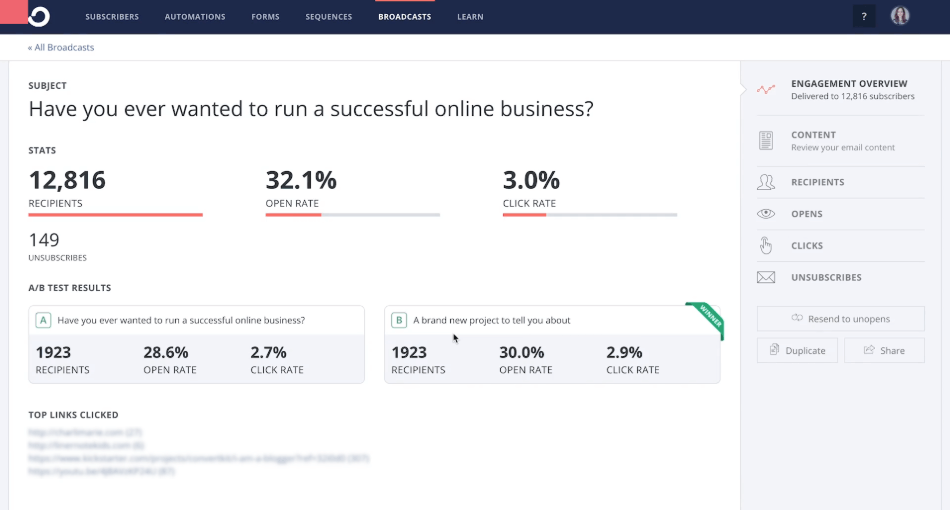 convertkit ab testing